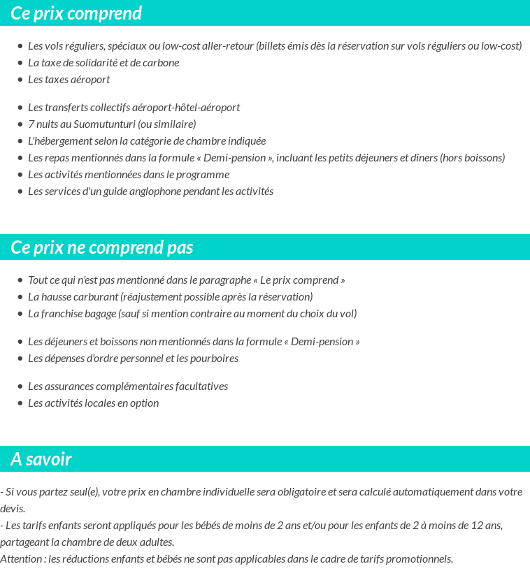 Conditions tarifaires