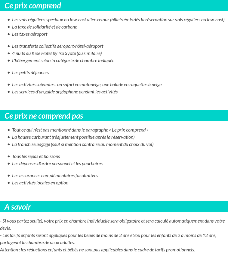 Conditions tarifaires