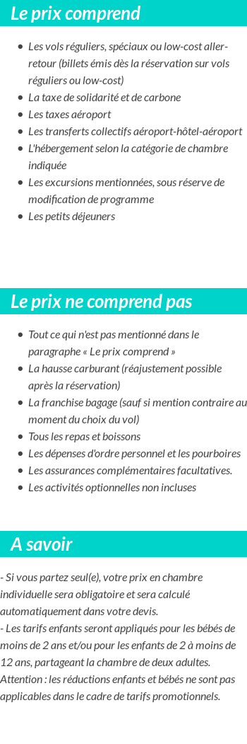 Conditions tarifaires