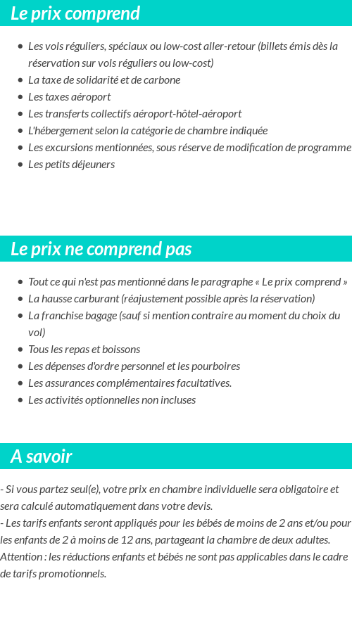 Conditions tarifaires
