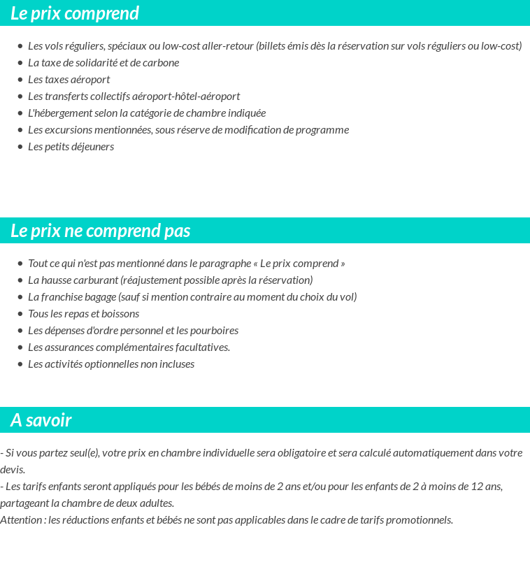 Conditions tarifaires