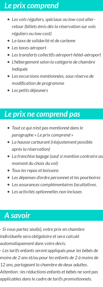 Conditions tarifaires