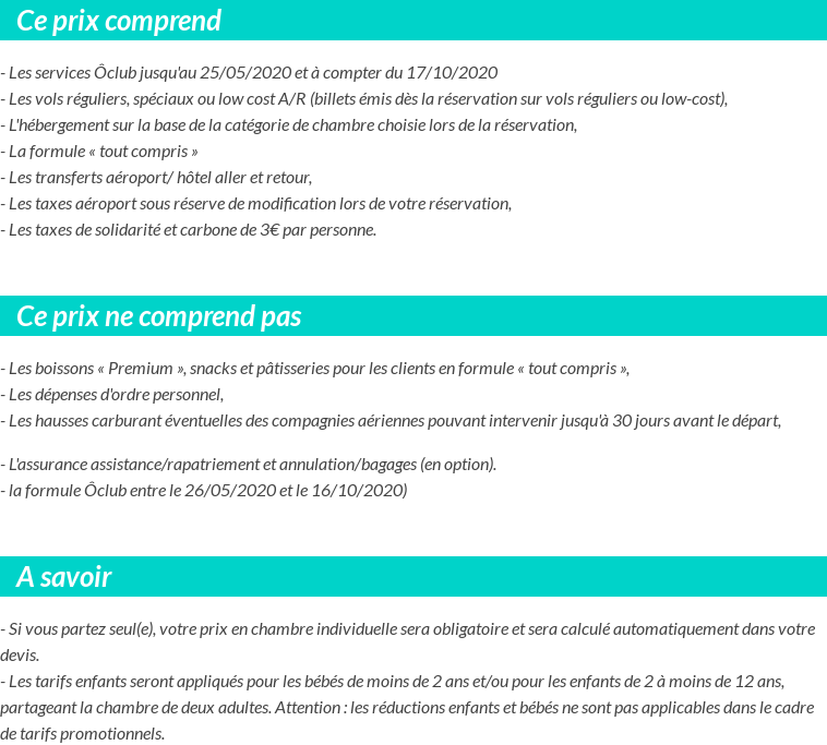 Conditions tarifaires