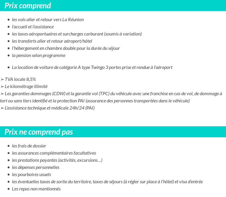 Conditions tarifaires