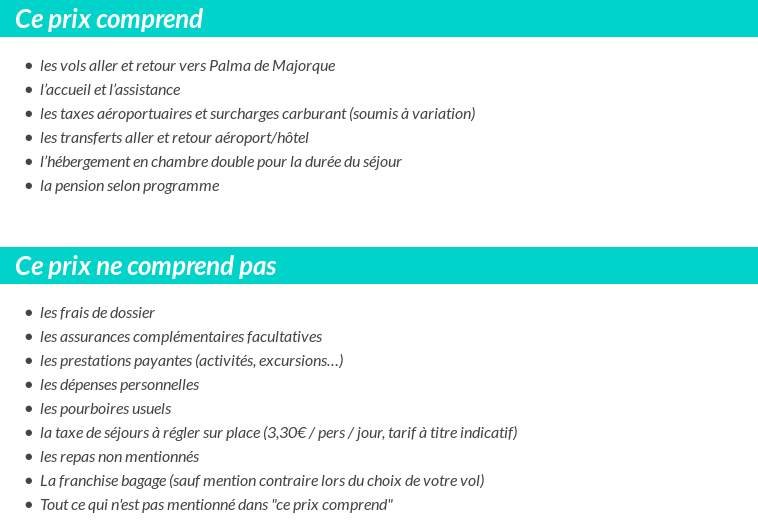 Conditions tarifaires
