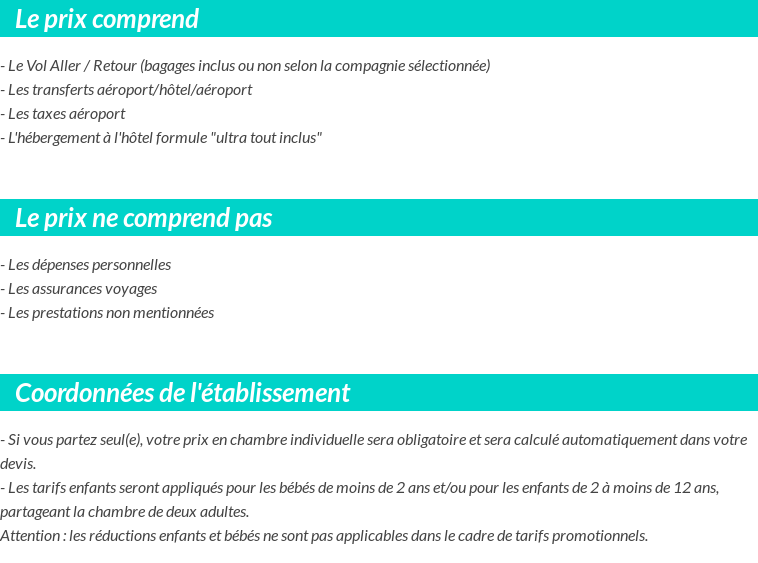 Conditions tarifaires