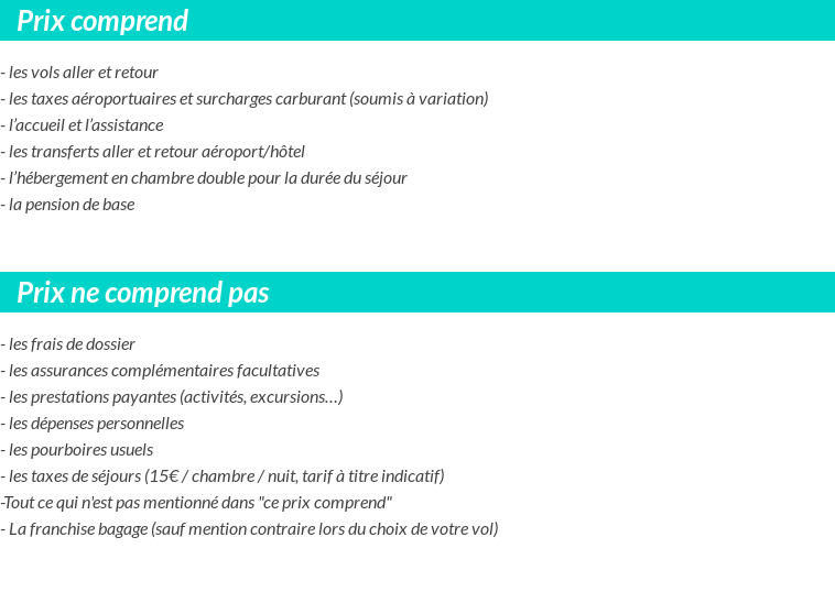 Conditions tarifaires