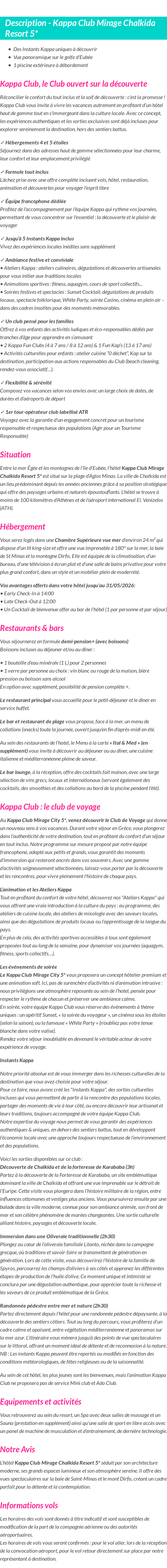 Détails du séjour