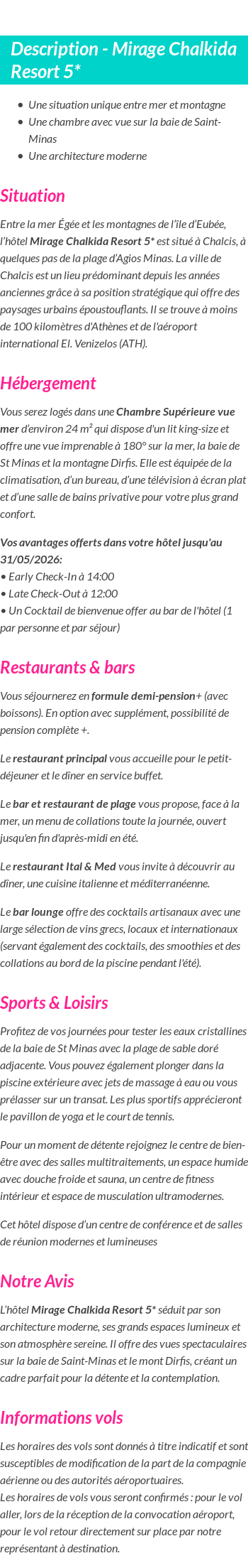 Détails du séjour