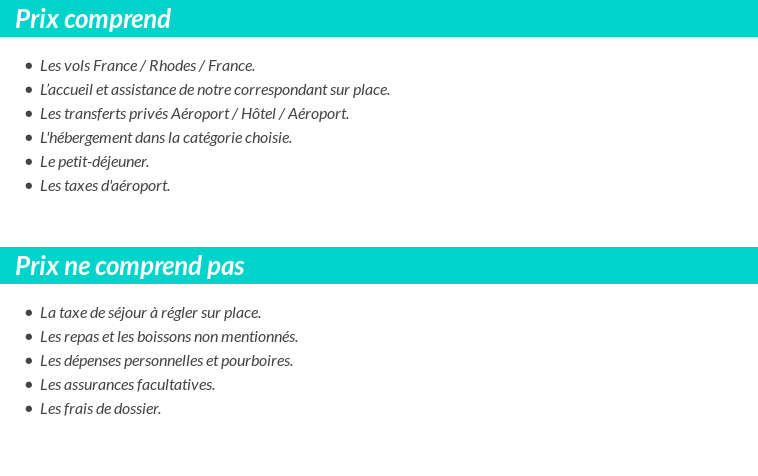 Conditions tarifaires