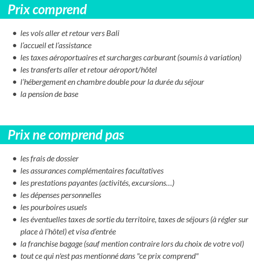 Conditions tarifaires