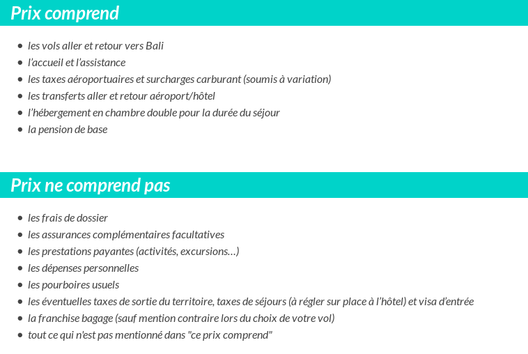 Conditions tarifaires