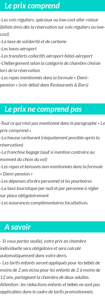 Conditions tarifaires