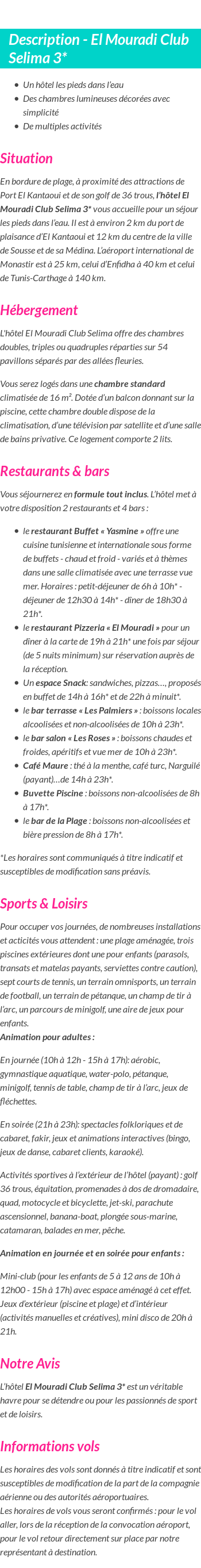 Détails du séjour