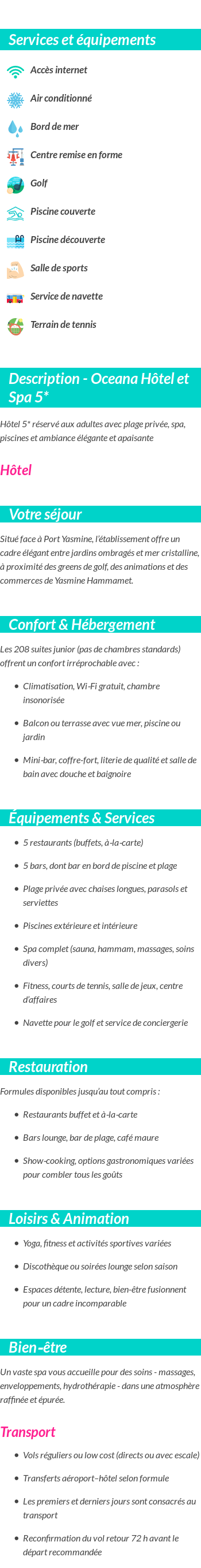 Détails du séjour