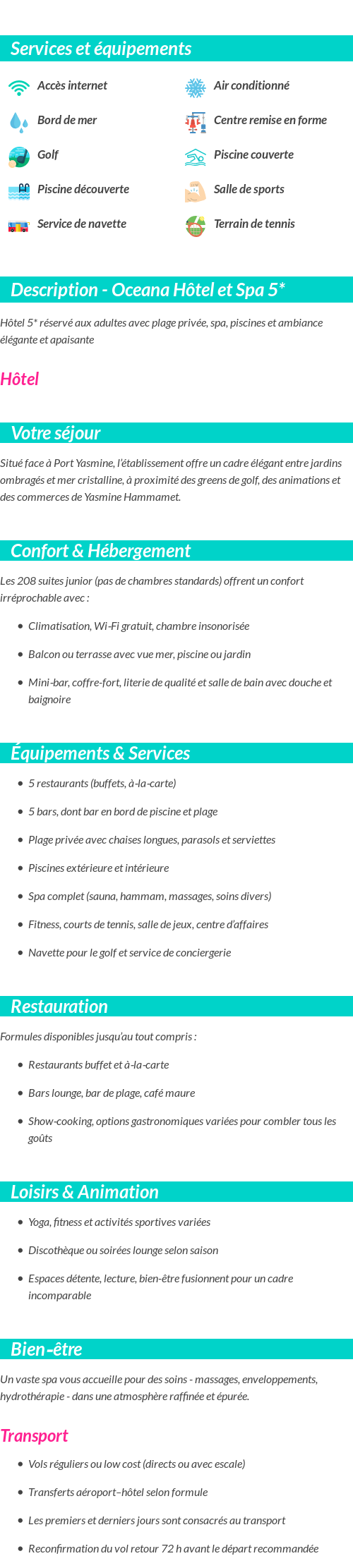 Détails du séjour