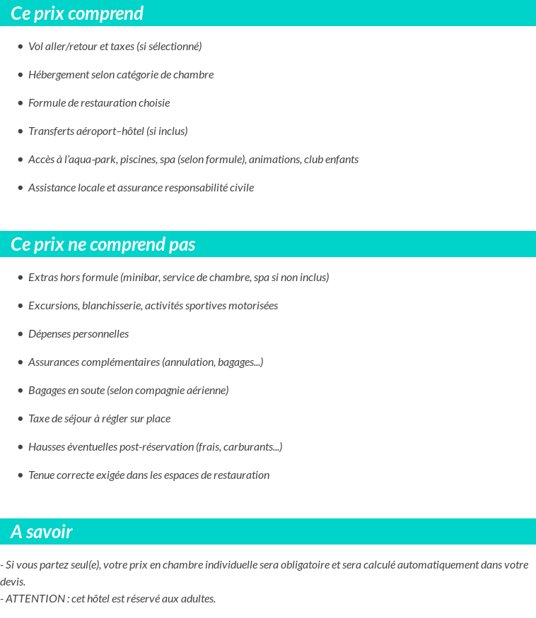 Conditions tarifaires