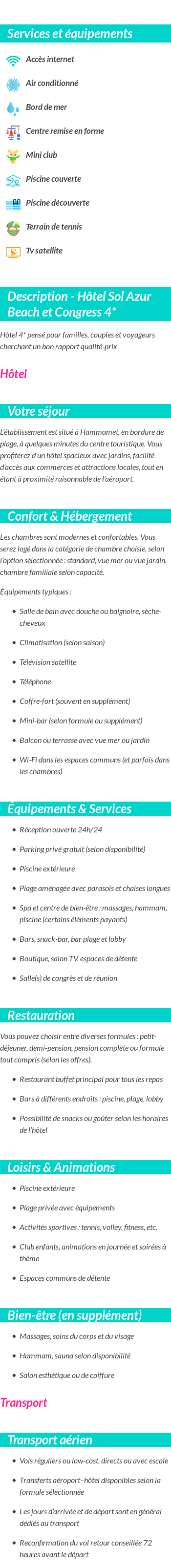 Détails du séjour