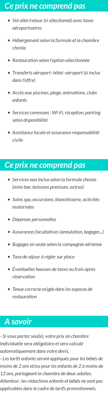 Conditions tarifaires