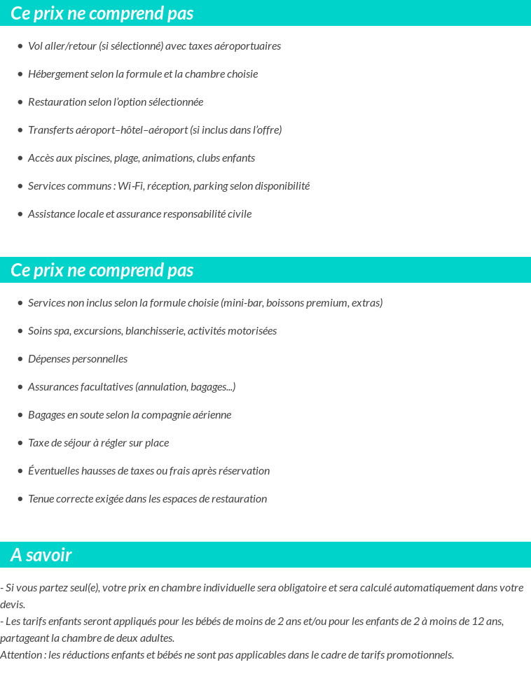 Conditions tarifaires