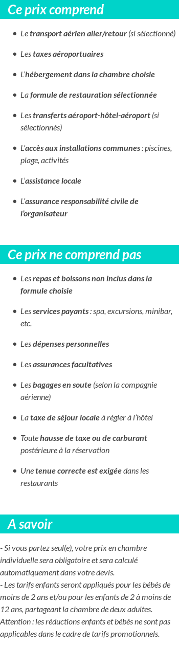 Conditions tarifaires