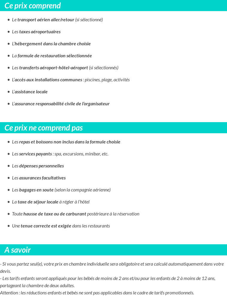 Conditions tarifaires