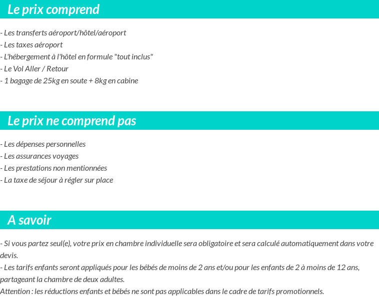 Conditions tarifaires