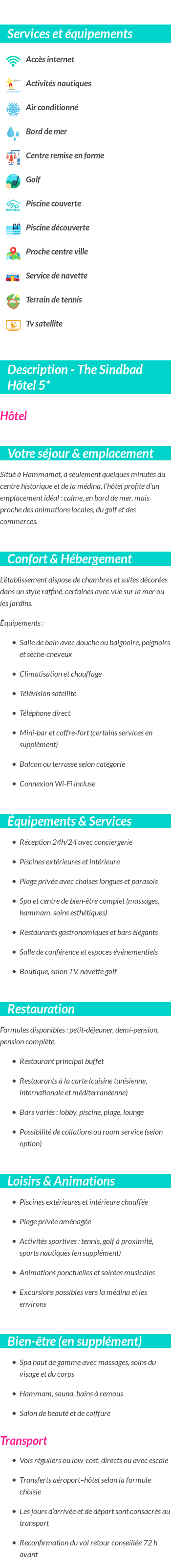 Détails du séjour