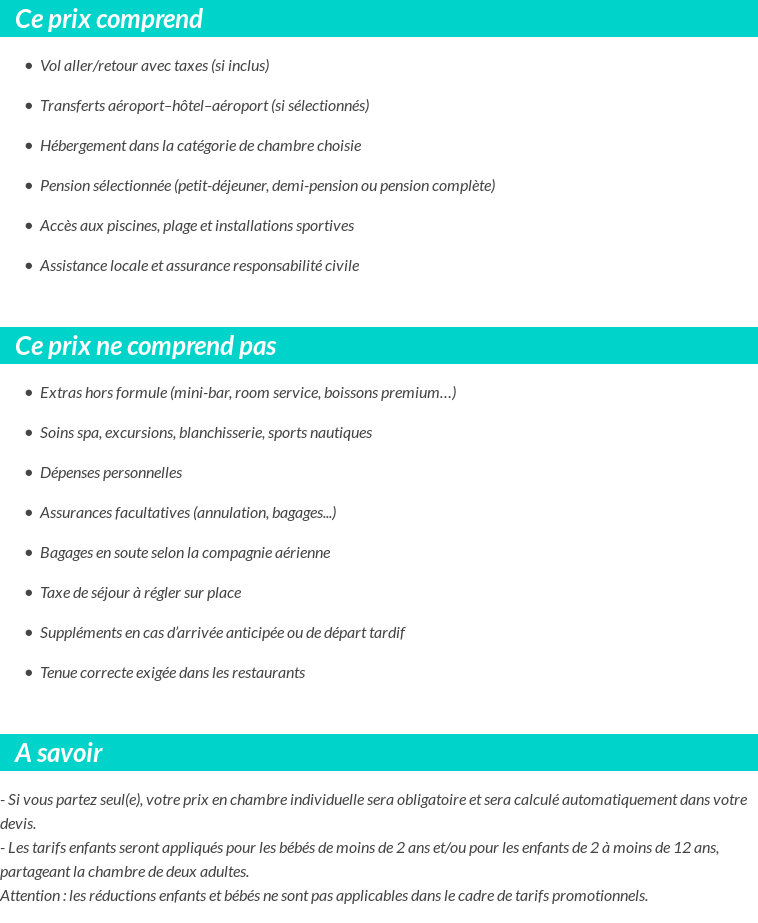 Conditions tarifaires