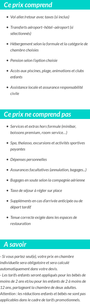 Conditions tarifaires