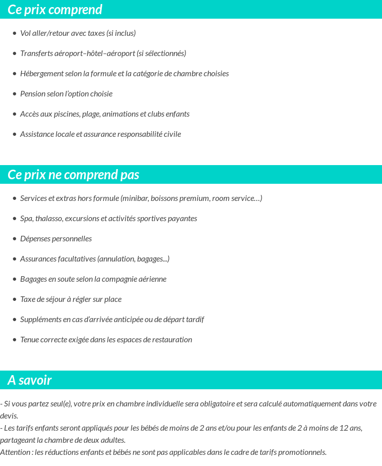 Conditions tarifaires