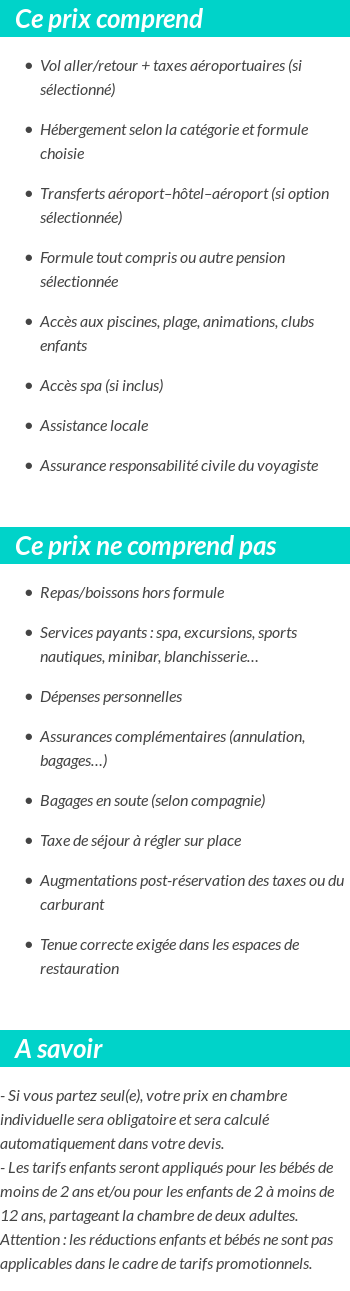 Conditions tarifaires