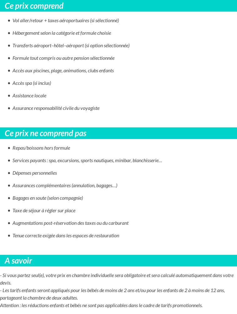 Conditions tarifaires