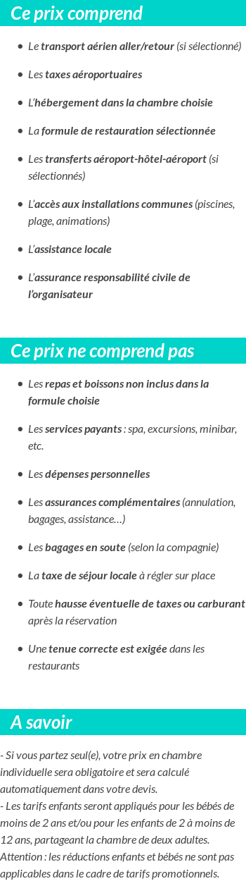 Conditions tarifaires
