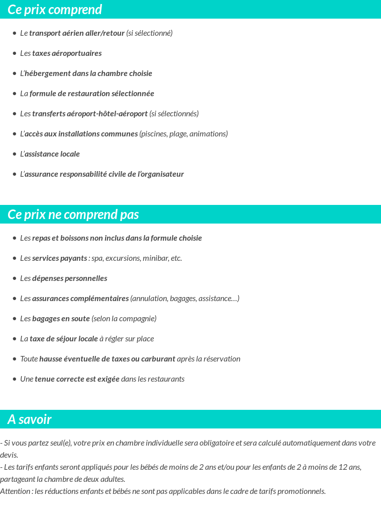 Conditions tarifaires