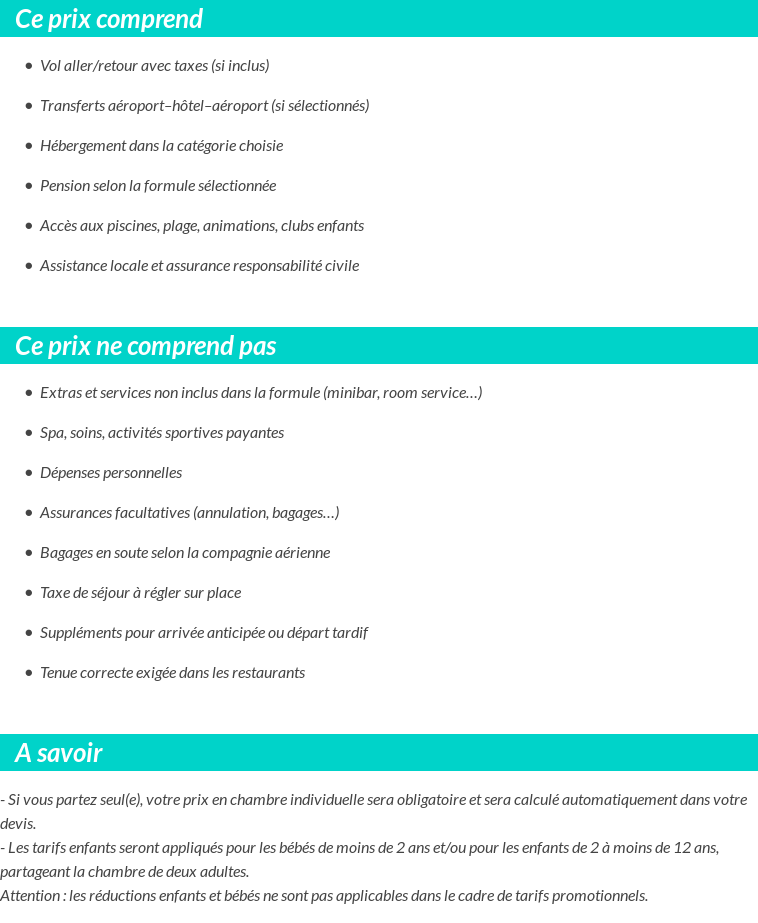 Conditions tarifaires