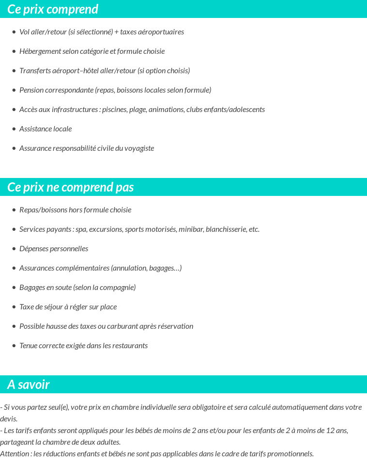 Conditions tarifaires