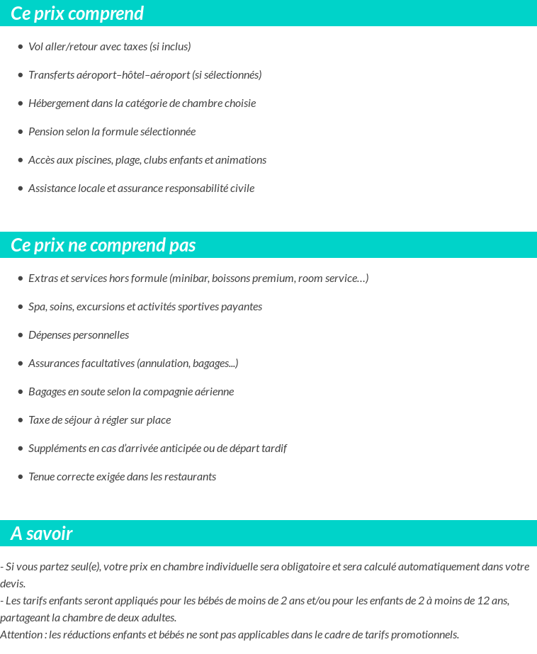 Conditions tarifaires