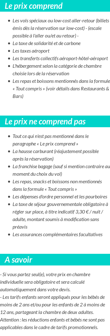 Conditions tarifaires