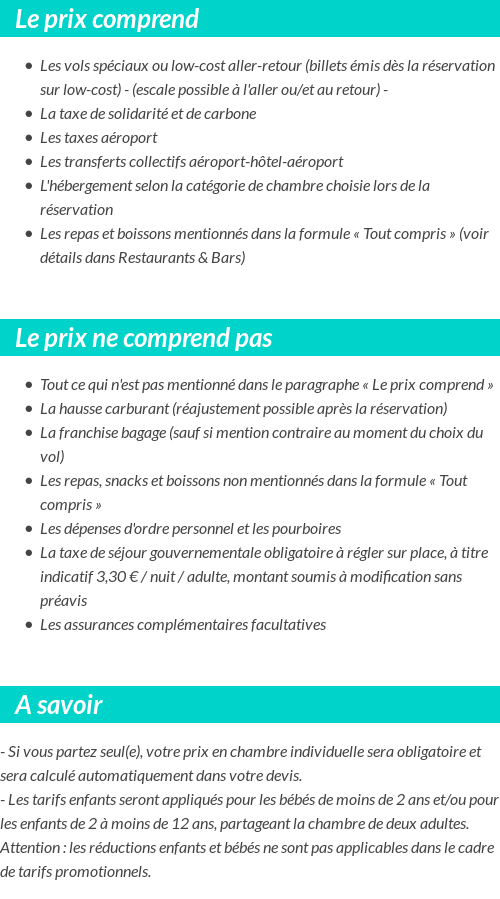 Conditions tarifaires