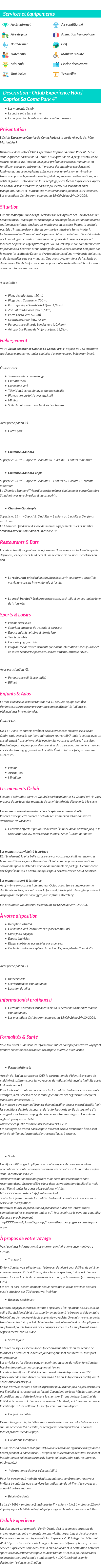 Détails du séjour