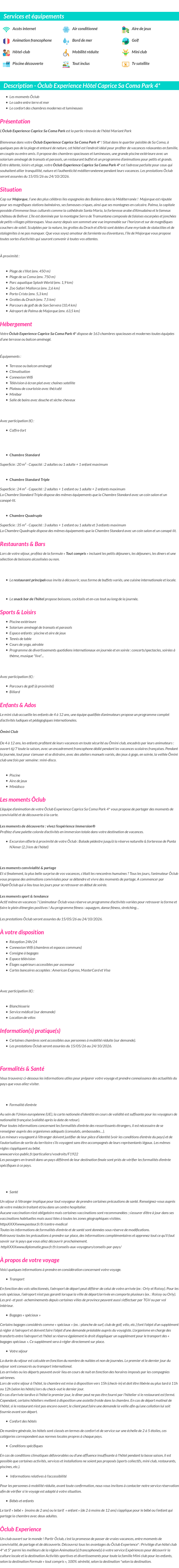 Détails du séjour