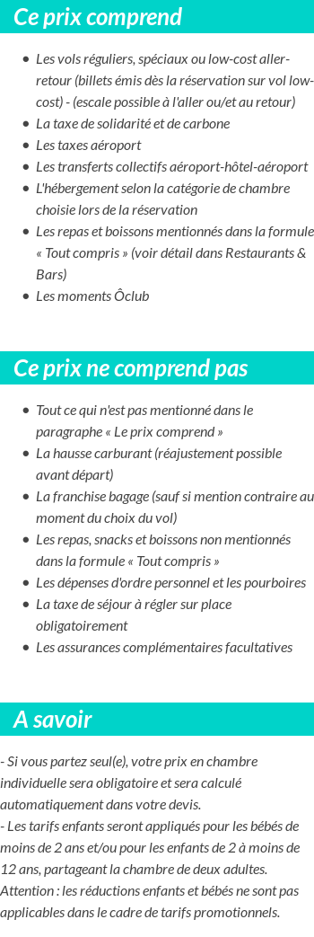 Conditions tarifaires