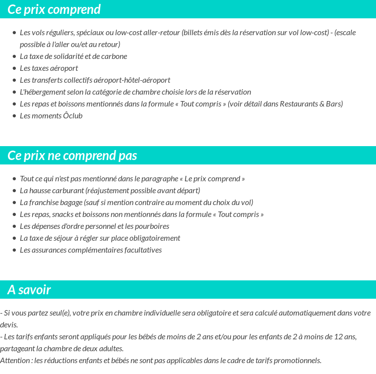 Conditions tarifaires