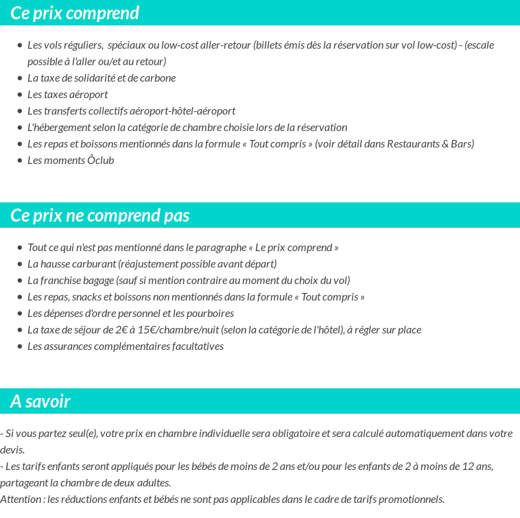 Conditions tarifaires