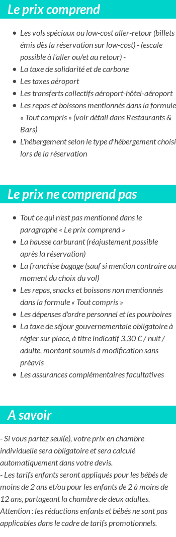 Conditions tarifaires