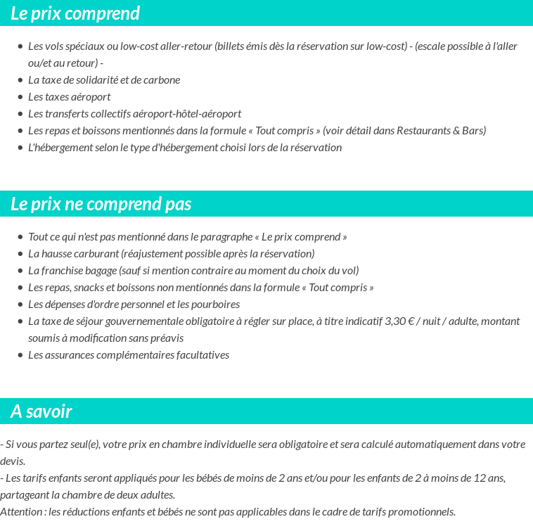 Conditions tarifaires