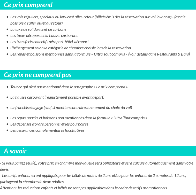 Conditions tarifaires