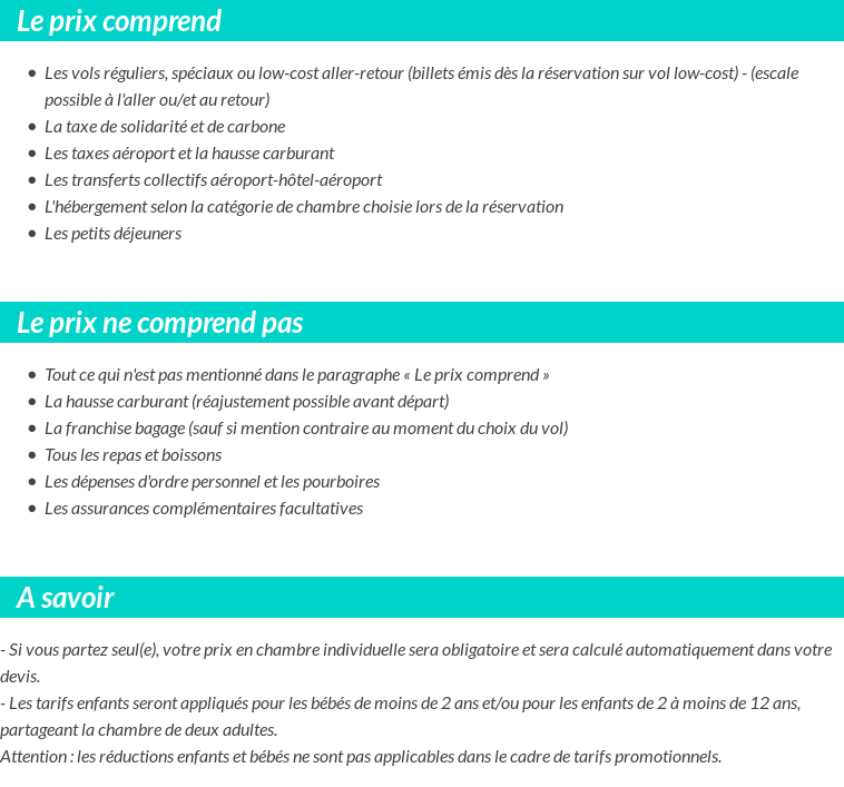 Conditions tarifaires