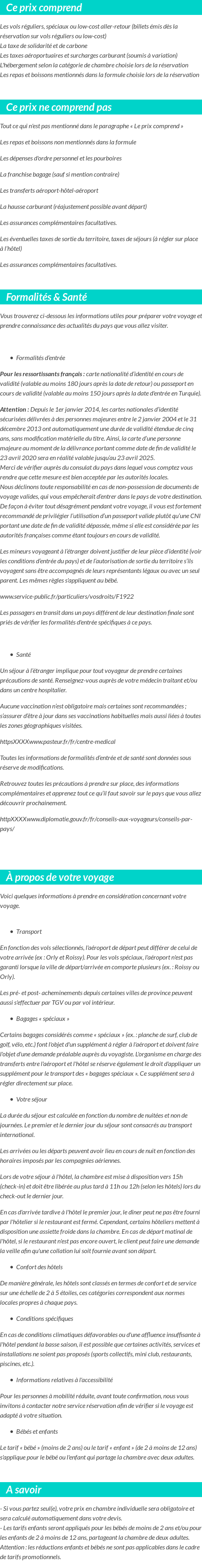 Conditions tarifaires